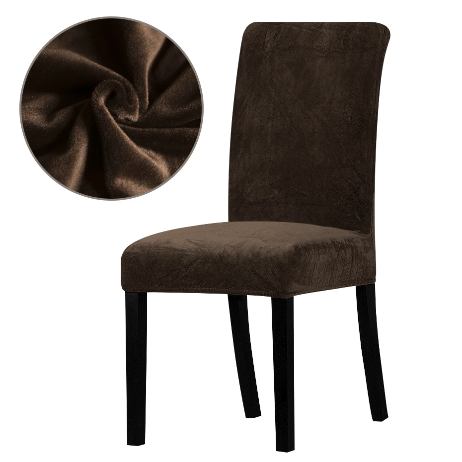 Velvet fabric Chair Cover Washable Removable Big Elastic Seat Arm Covers Slipcovers Stretch Chair Covers For Banquet Office - Цвет: Brown