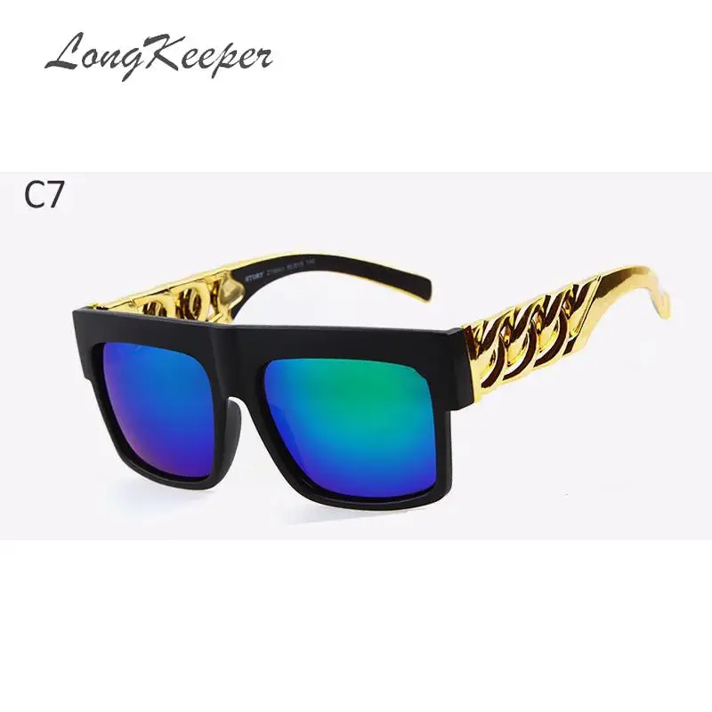 Новинка, большие солнцезащитные очки с золотой цепочкой Ким Кардашьян Бейонсе, мужские и женские, стимпанк, красная оправа, солнцезащитные очки Gafas De Sol UV400 - Цвет линз: C7