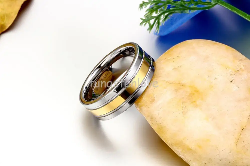 Кольца мужские из карбида вольфрама и золота серебристого цвета|wedding band|men engagement
