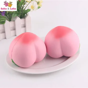 

Free shipping 5pcs/lot Artificial Food Peach soft fake fruit venting toys memory foam home kitchen store decoration gag gifts