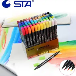 STA 80 Цвета двойной головкой Книги по искусству ist растворимые Цветной Эскиз Маркер кисть Набор для рисования Дизайн краски Книги по