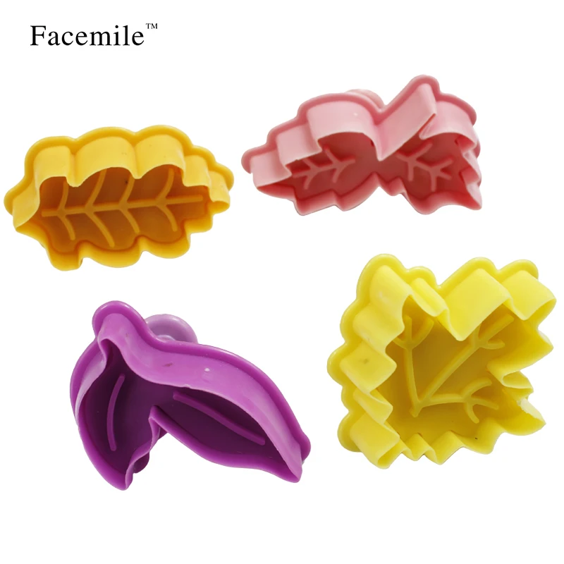 4pcs leaves press Baking mold cake biscuit mould Cookie Cutter Plunger