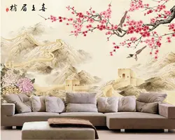 Beibehang пользовательские обои Великой китайской стены сливы 3D фото обои росписи Спальня Гостиная ТВ настенная обои для стен 3 d