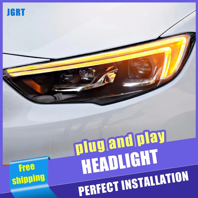 Kaufen 2PCS Auto Stil LED scheinwerfer für Buick Regal 2018 2019 für Regal kopf lampe LED DRL Objektiv Doppel strahl H7 HID Xenon bi xenon objektiv