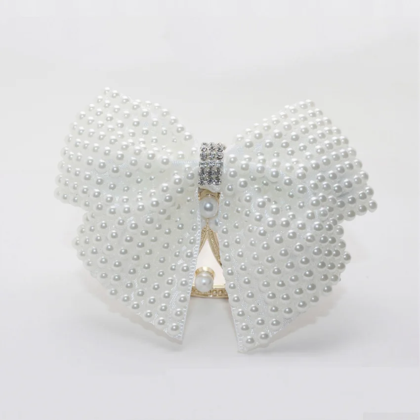 

5pcs White Pearl Hair Bows Alligator Clips Knot Hair Clip for Girl Women Kid Ponytail Hair Accessories Hairpin Fashion Headdress