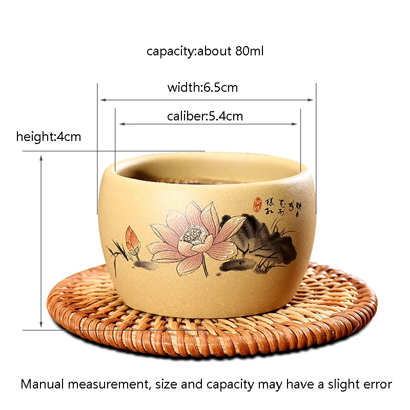 80cc китайский Стиль фиолетовая глина yixing Чай чашки лотосы ручной росписи узор НЕОБРАБОТАННАЯ руда чайный набор из Чай чашки для дома посуда небольшой чаши для Саке