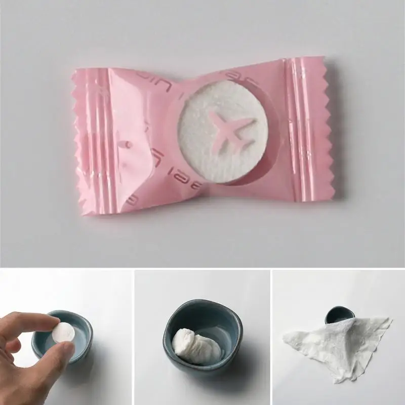 

50pcs/lot Outdoor Travel Magic Compressed Disposable Towel Tablet Capsules Cloth Wipes Paper Tissue Mask