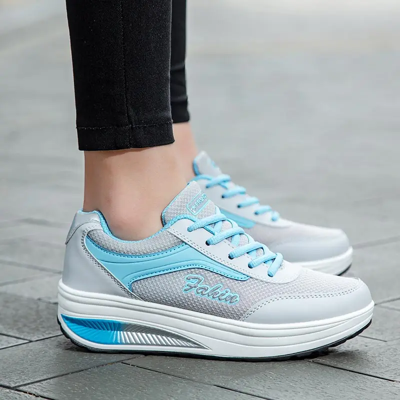 

Summer Wedges Deportivas Mujer Sport Shoes for Women Breathable Running Shoe Sports Women's Platform Sneakers Swing Toning C-260