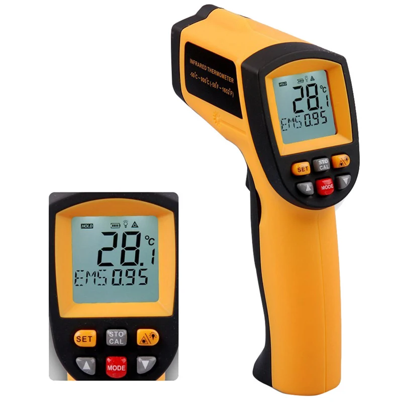 

GM900 IR Infrared Thermometer Digital Temperature Meter -50~900C -58~1652F Pyrometer 0.1~1EM Celsius Termometro Infravermelho