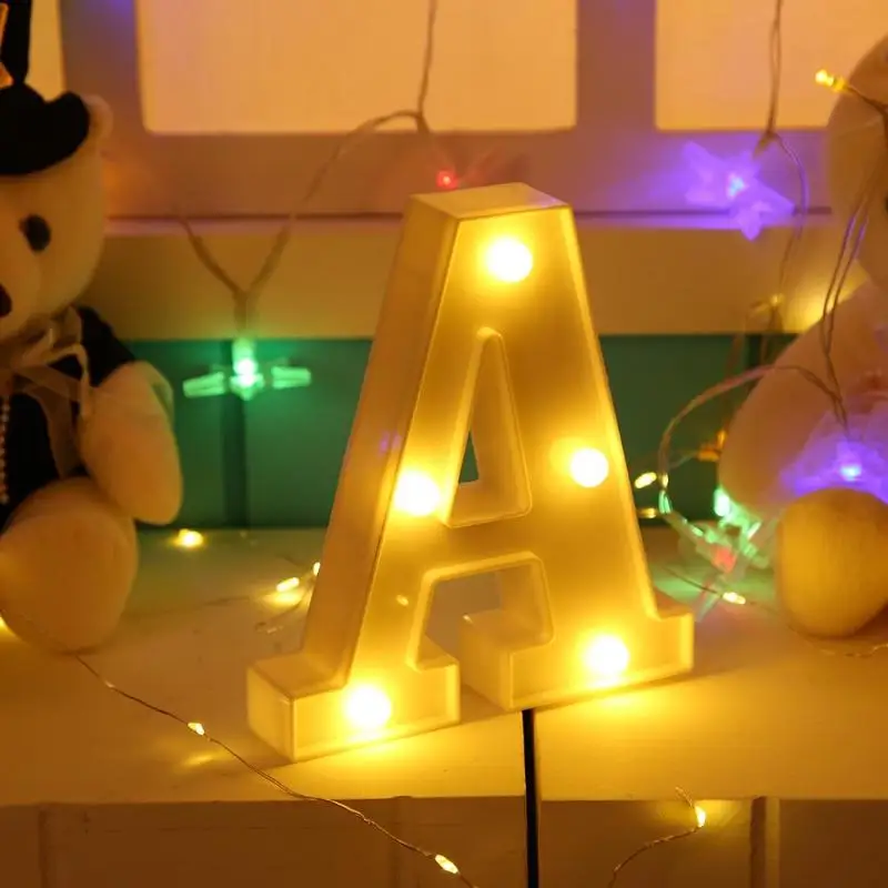 3D 26 букв Алфавит светодиодный светильник Marquee знак светильник Крытый настенный ночник для свадьбы День рождения Декор светодиодный светильник