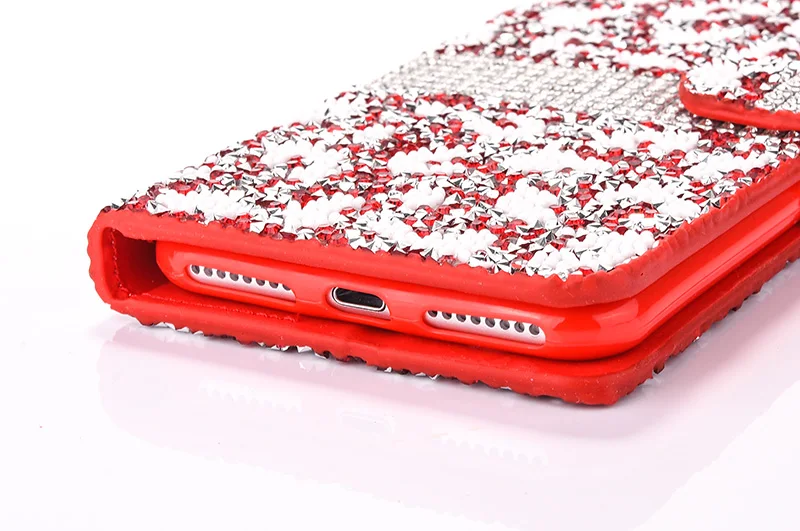 Leopard diamond rhinestone leather case iphone 6 6s 7 8 plus (35)
