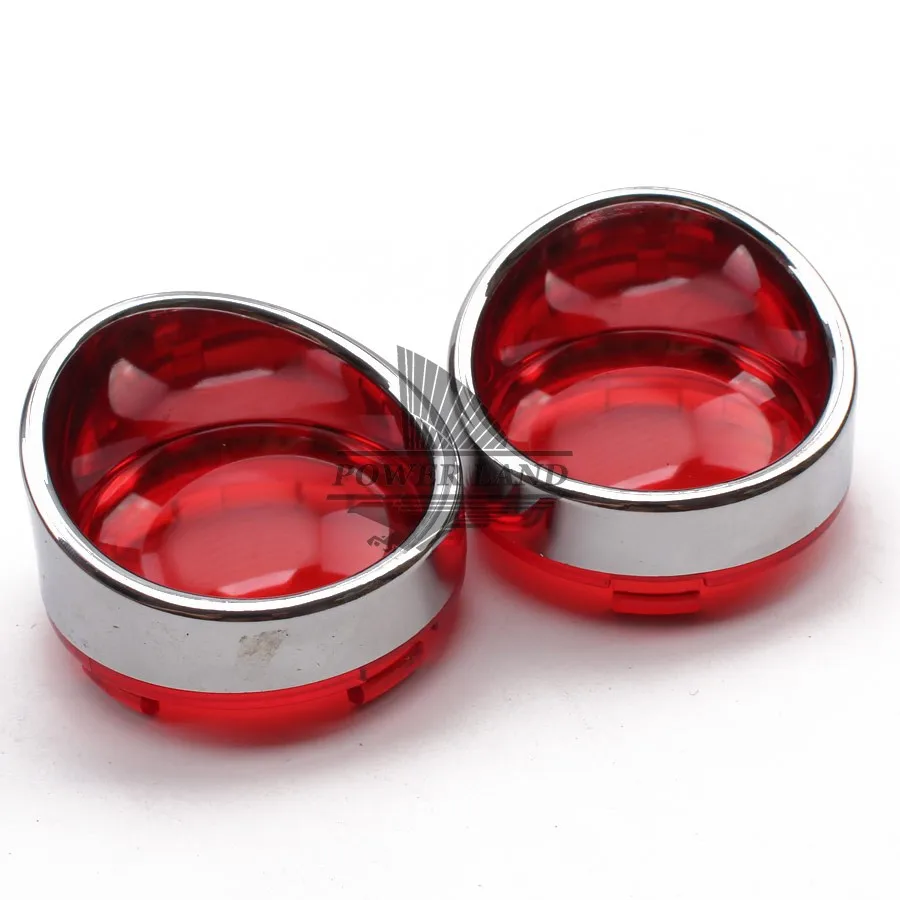 

Free Shipping 1pair Chrome Housing Visor Ring Turn Signal Light Red Lens Cover For Harley Touring FLHR FXRT 1985-2016