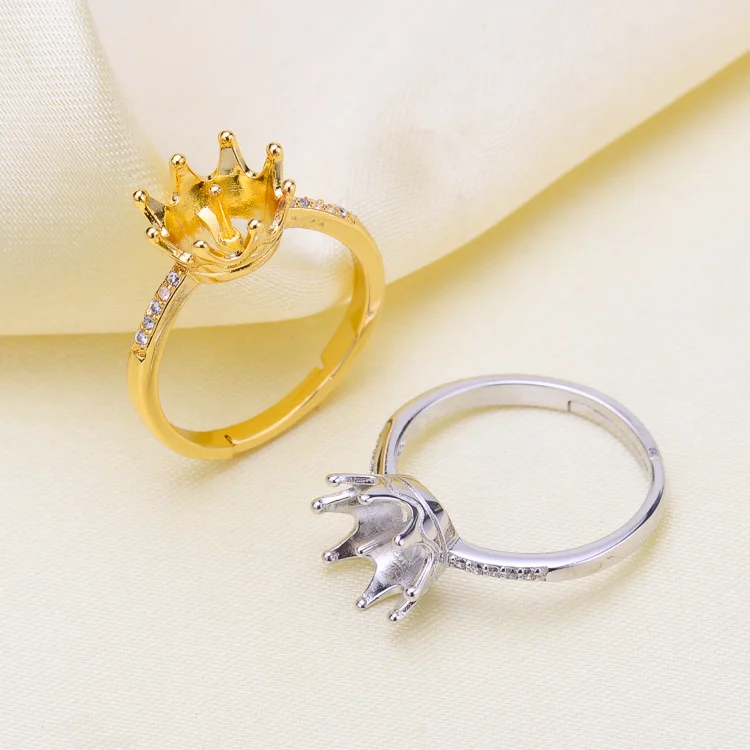 

Ring Mount Pearl Accessories Adjustable Size 925 Sterling Silver Ring Jewelry DIY No Pearl Free Shipping