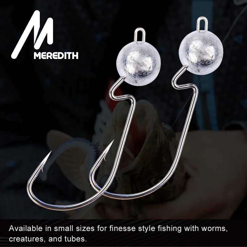 MEREDITH 10pcs/Lot Exposed Lead Jig Head 3.5g 5g 7g 10g 14g Lead Head Hook Jig Baits Fishing Hooks Jigging Fishing Accessories