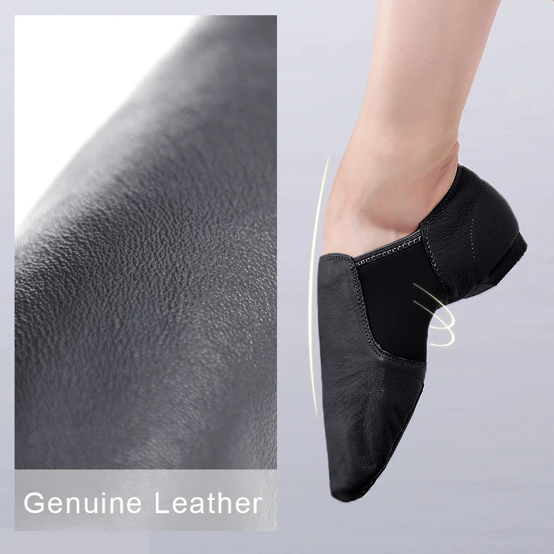 Genuine Leather Jazz Dance Shoes Tan Black Antiskid Sole Jazz Shoes High Quality Adults Dance Sneakers For Girls Women