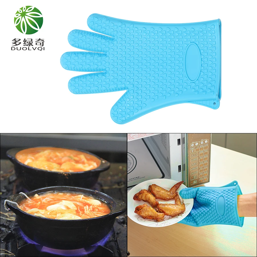

DUOLVQI Orange Blue Red Rose Red Green Color Silicone Glove Cooking BBQ Oven Pot Holder Mitt kitchen Accessories Bakeware Tool