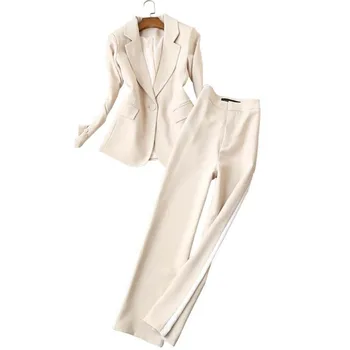 

New hot women's women's white color suit two-piece suit (jacket + pants) women's business formal office suit