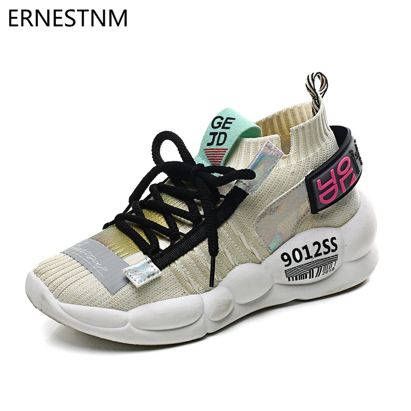 

Moipheng 2019 New Sneakers Women Chunky Sneakers Sock Shoes Flats Breathable Soft Luminous Shoes Plus Size 11 Zapatos De Mujer