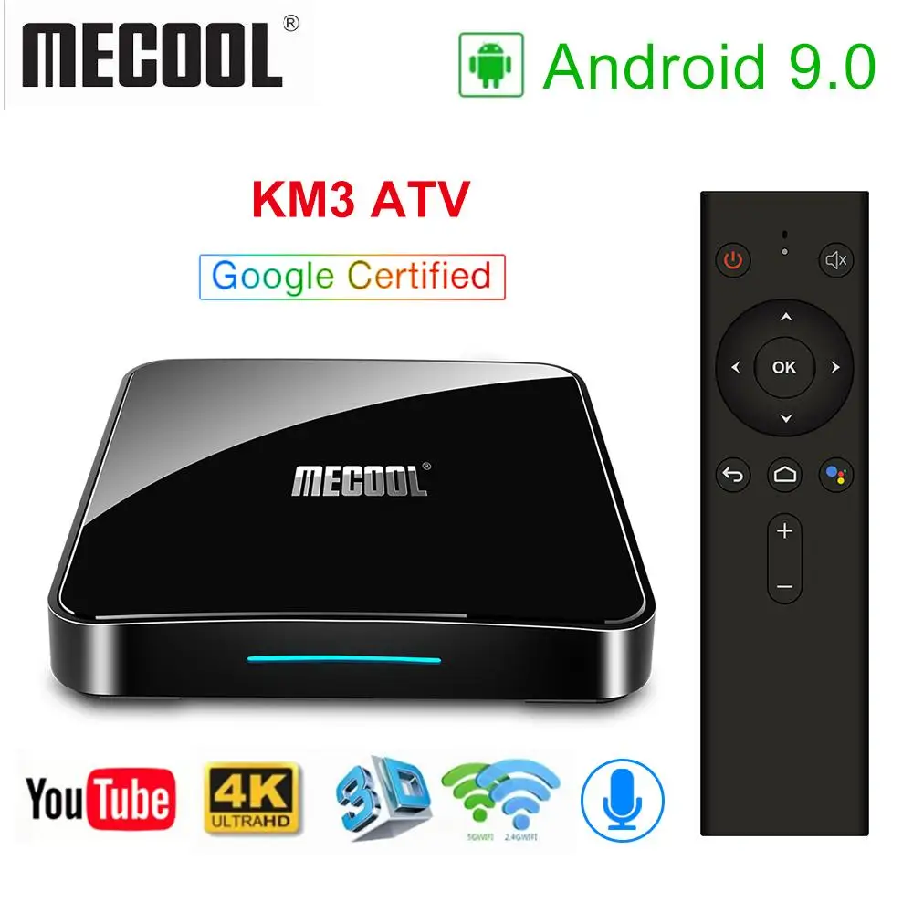 

5pcs MECOOL KM3 ATV Androidtv 9.0 Google Certified Android 9.0 TV Box 4GB 128GB Amlogic S905X2 4K 5G Dual Wifi BT4.0 Set Top Box