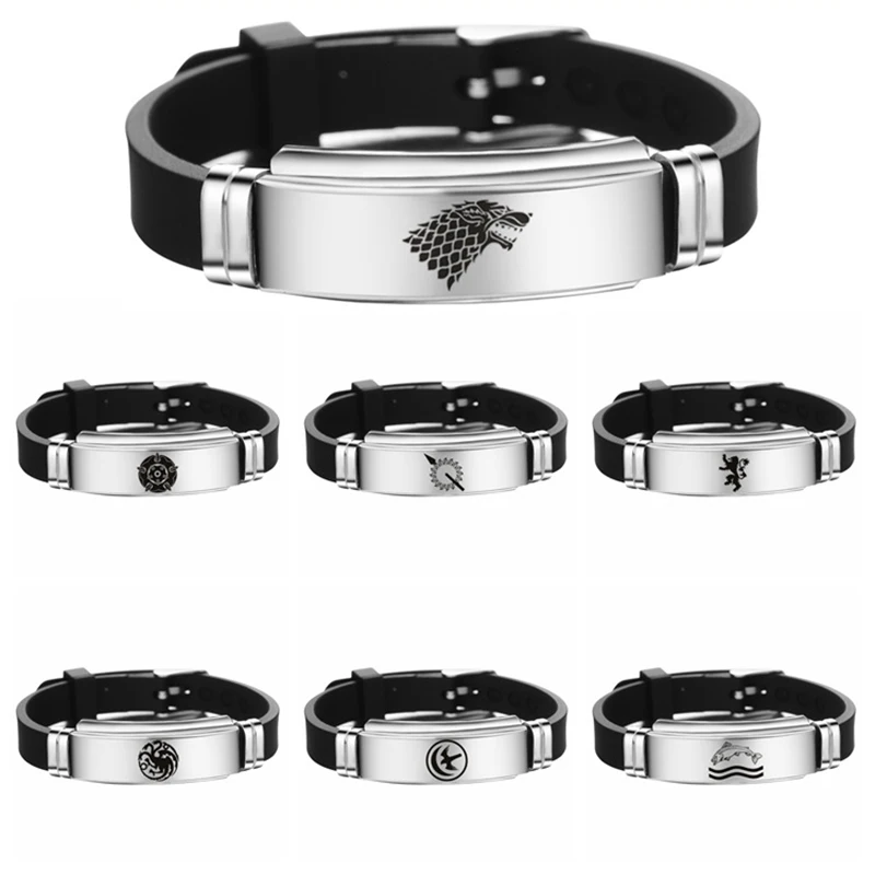 

Game of Thrones Bracelet House Stark Targaryen Lannister Stainless Steel Silicone Bracelets Bangles Wrap Bracelet