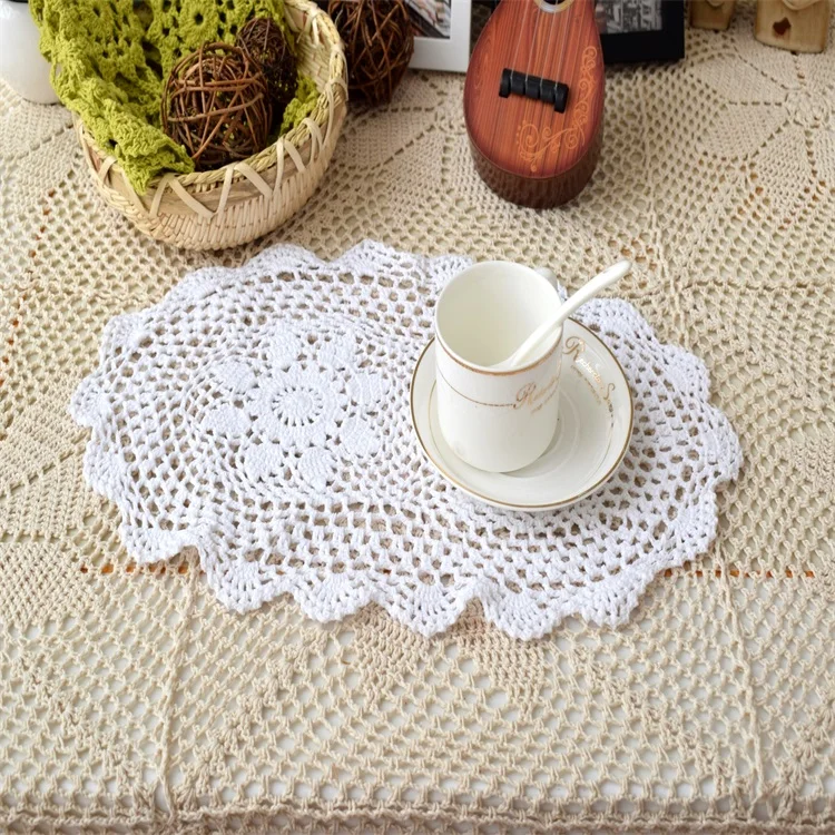 Современные кружевные овальные Хлопковые вязаные коврики, чашка, кружка для чая, кофе, подставка для кухни, обеденного стола, коврик для свадебного напитка, стеклянный коврик