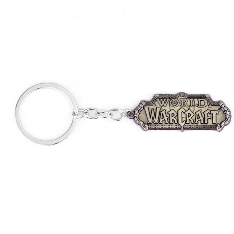 

Hot Sale New BLZ Game World Of Warcraft Keychain Engraved WOW Logo Metal Keyring For Man