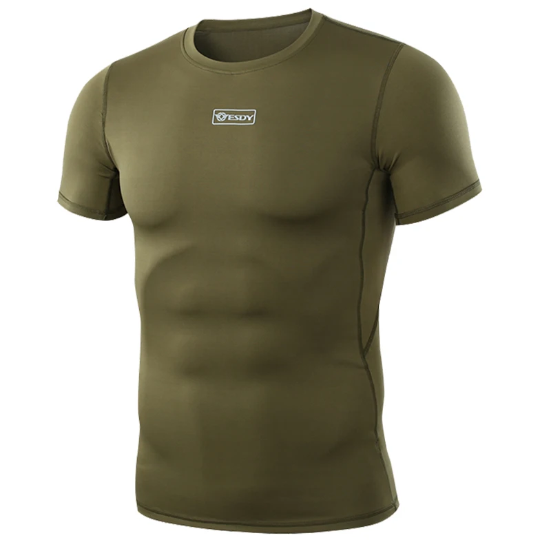 WST Тактический рубашка короткий рукав камуфляж армии круглый вырез горловины анти-УФ пот Спорт на открытом воздухе Tranning рубашка - Цвет: Green
