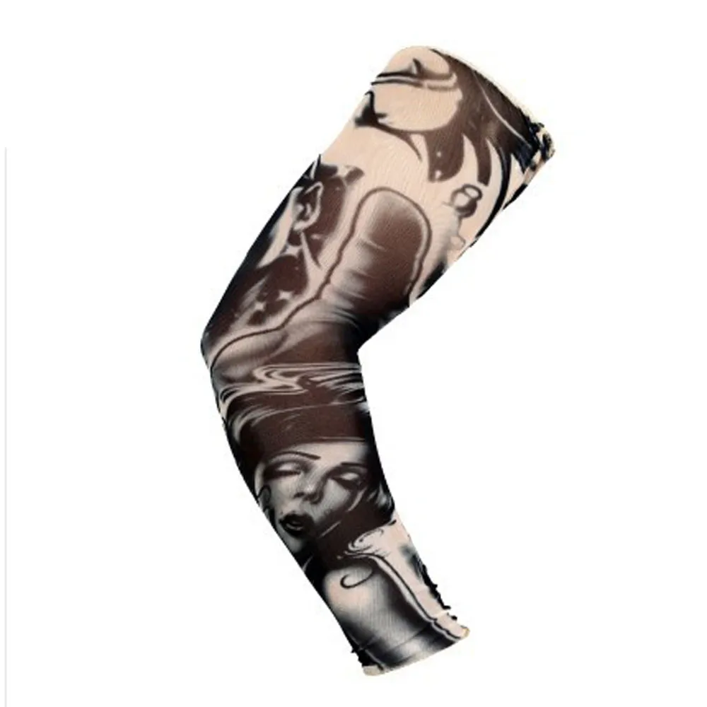 12 стилей Поддельные Временные татуировки рукава татуировки Полный Длинный скольжения на руку мужские эластичные нейлоновые перчатки татуировки Открытый УФ Защита#45
