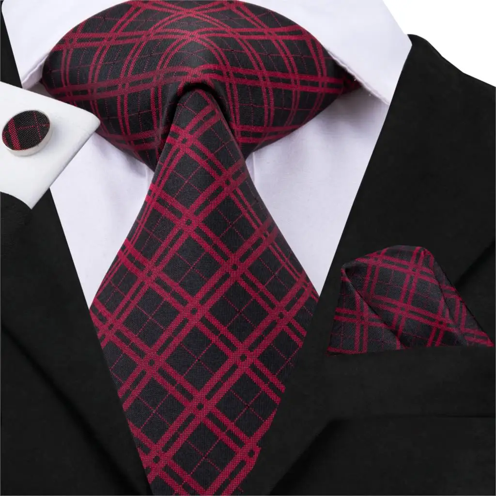 SN-467 темно-серый розовый синий клетчатый галстук Hanky запонки наборы мужские шелковые галстуки для мужчин формальные свадебные вечеринки жениха - Цвет: SN-3011