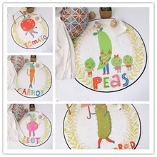 Круглые ковры с принтом овощей для гостиной, милые коврики для детской комнаты, детские коврики для ванной, нескользящие коврики/R