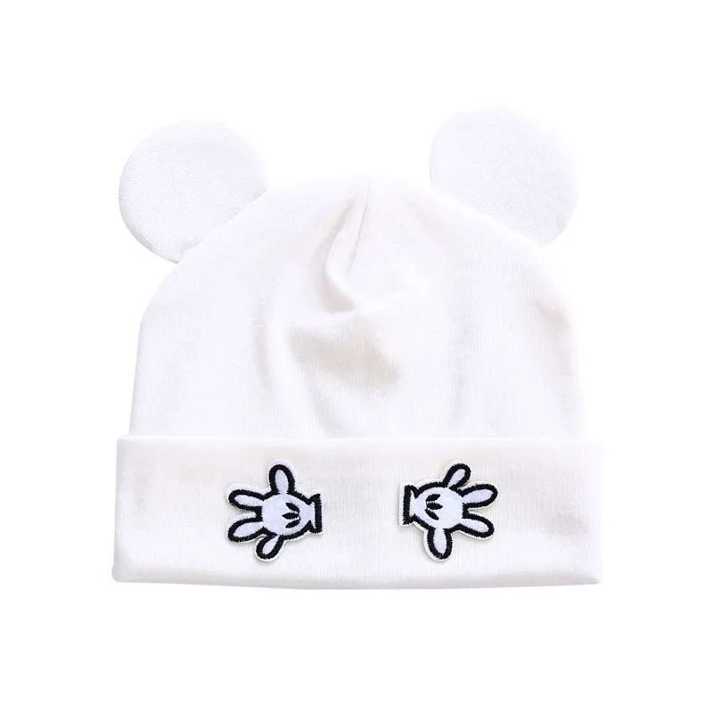 Новая весенняя шапка для маленьких мальчиков, хлопковые шапочки для новорожденных, шапочки для девочек, милые Мультяшные Детские шапочки для маленьких мальчиков и девочек, аксессуары BH022 - Цвет: Белый