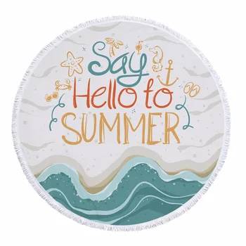 

Say Hello to Summer Large Microfiber Coconut tree Printed Round Beach Towels With Tassel Bath Towels blanket Mat 150cm toallas