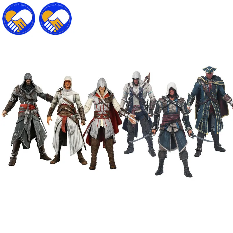 

2018 New 8 Styles NECA Toys Assassins Creed 1-4 Black Flag PVC Action Figures Toys Edward Kenway ETC Collection Model