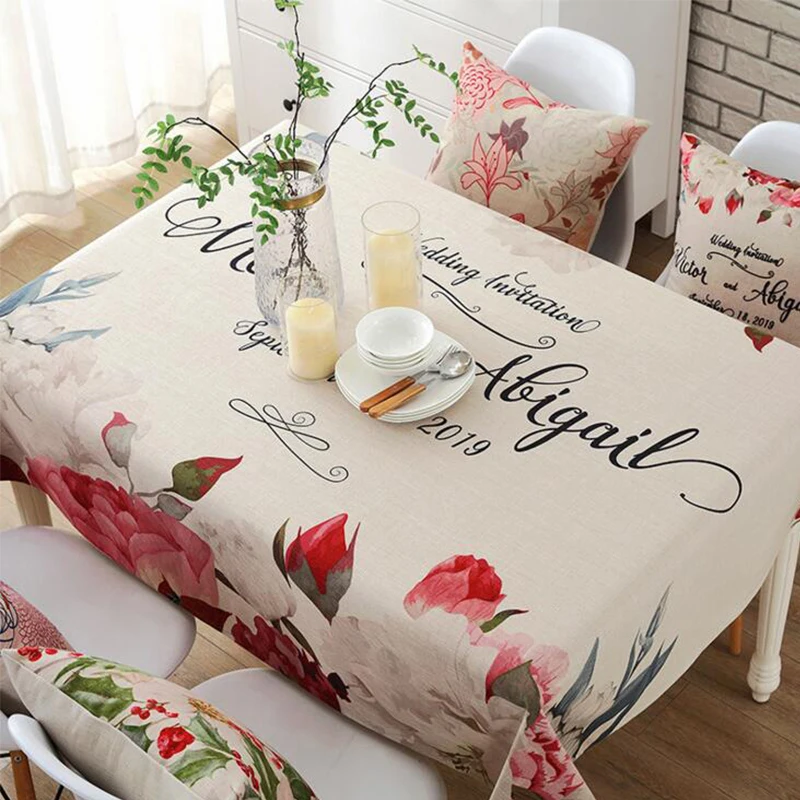 

Europe Colorful Floral Printed Tablecloth Polyester Cotton Thick Table Fridge TV Covers Wedding Table Clothes Home Textile