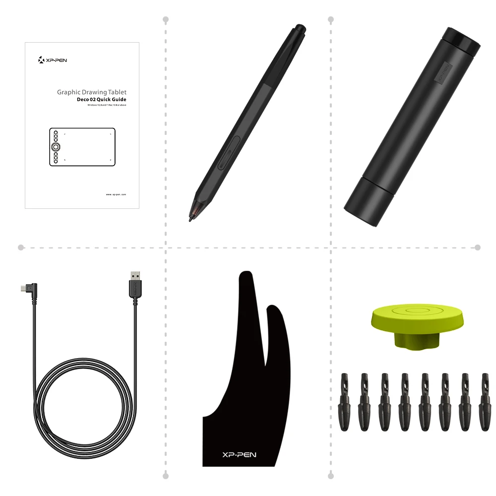 XP-Pen Deco 02 dibujo gráfico tableta pluma tableta con P06 lápiz pasivo sin batería y teclas de acceso directo (presión de 8192 niveles) - 6