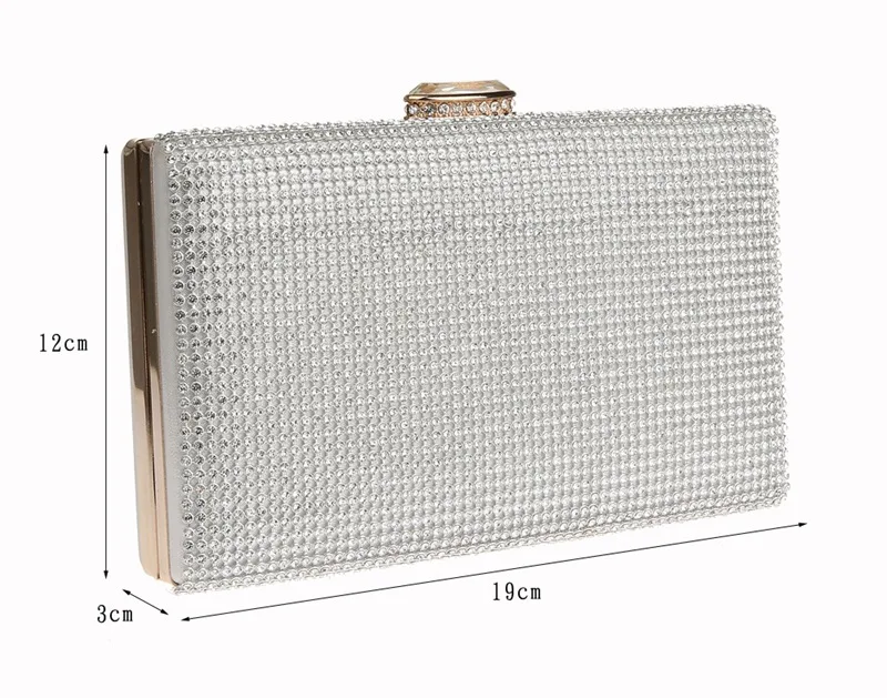 Luxy Moon Silver Glitter Box Clutch Bag Size