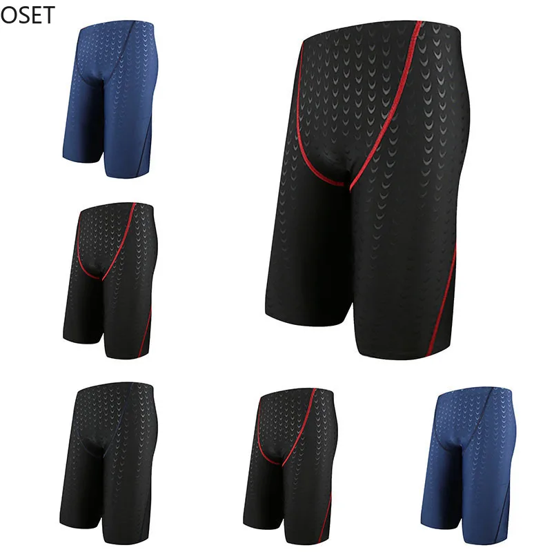 

Hot Swimming Trunks Men's Swimsuit Breathable Adult Boy's Bathing Suit Quick Dry Sports Beach Shorts Solid Color Long Trunk Boy