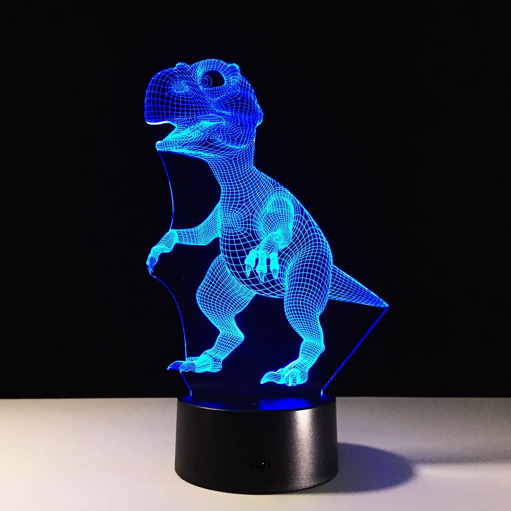 Новинка динозавр 3D ночной Светильник Красочный USB светодиодный Настольный