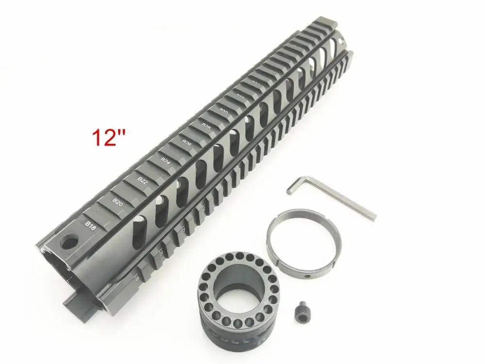 ", 7", 1", 12", 1" дюймовый свободный поплавок Picatinny Quad Rail system Handguard. 223/5. 56 Охотничьи аксессуары черный/коричневый - Цвет: 12  inch Black