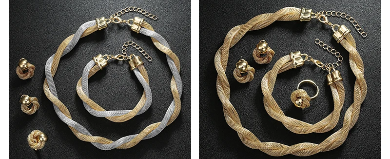 BTSETS African Beads Jewelry Set Nigerian Wedding Jewelry Sets For Women Silver Gold Color Antique Simple Indian Jewellery Set (3)