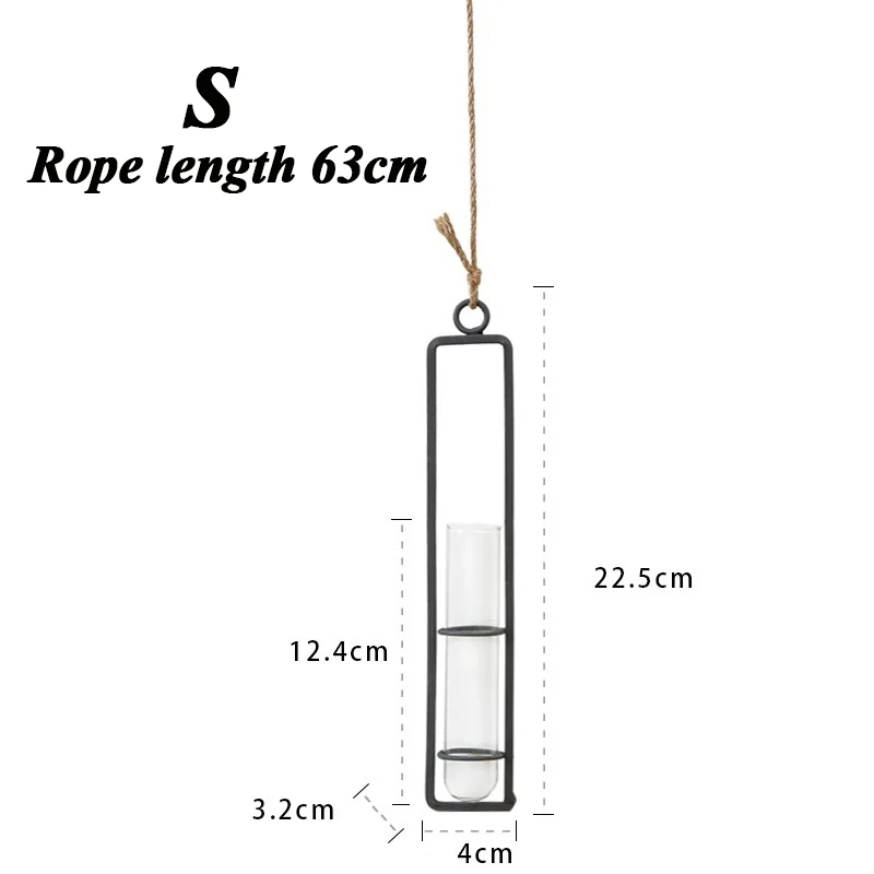 Креативная настенная подвесная ваза для цветов, железное стекло, гидропоника, горшок для растений, прозрачная подвесная бутылка для цветов, домашний декоративный орнамент - Цвет: S