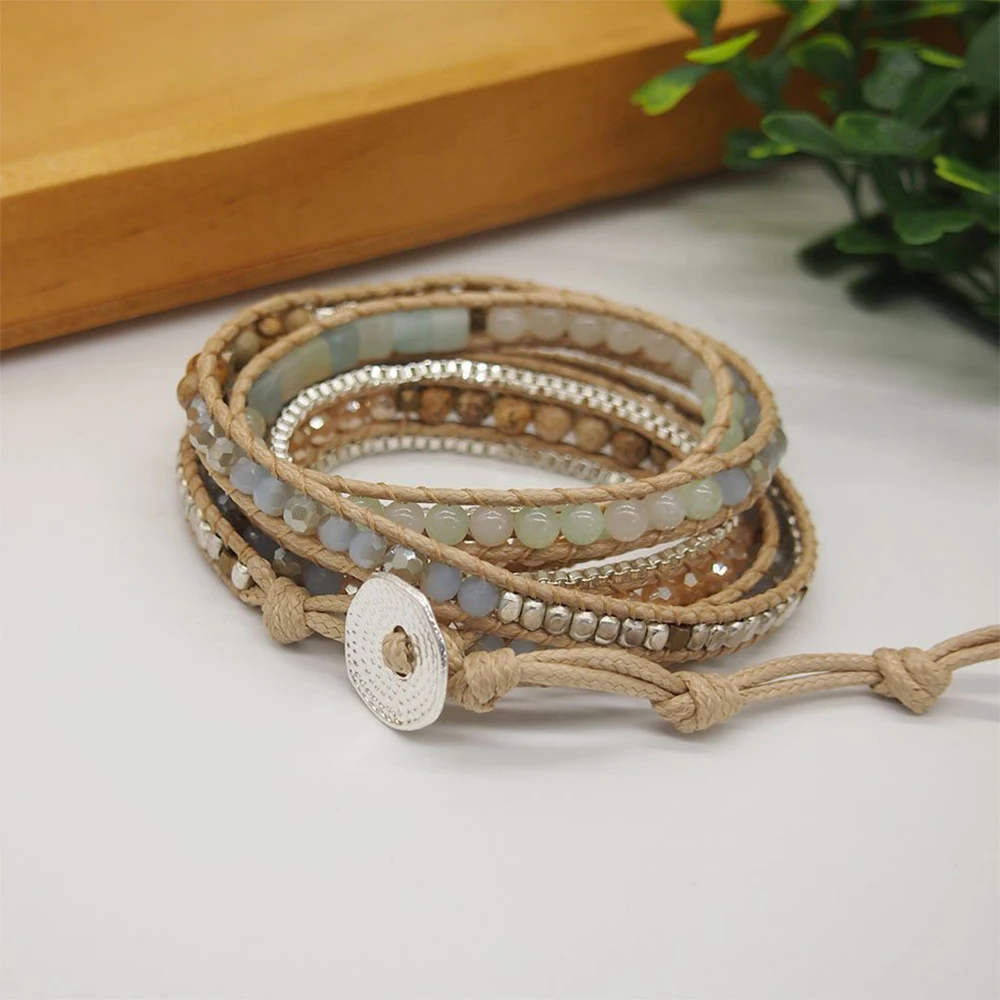 Браслет Amazonite Mix 5 браслет унисекс с бусинами из нержавеющей стали 316 в стиле бохо