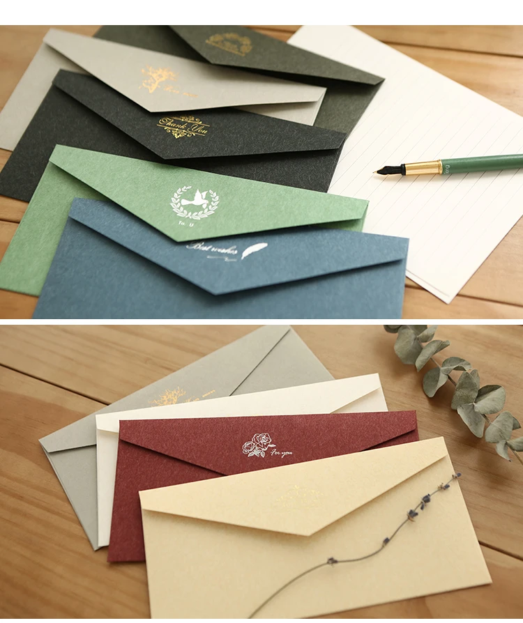 22*11 см винтажные цветные Позолоченные пустые конверты из крафт-бумаги приглашение на празднование свадьбы конверт поздравительные