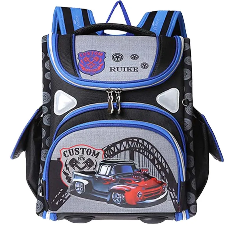 

2018 New top quality children's Backpack folded school backpack orthopedic Children cars School Bags for boys mochila infantil