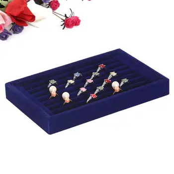 

Portable Suede Lady Ring Earrings Tray Holder Showcase Jewelry Accessories Display Stand Storage Case Organizer Rack Box