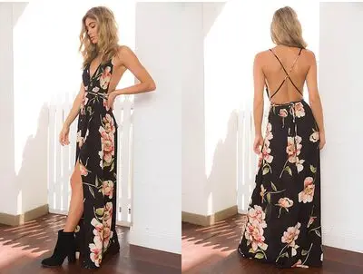 2018 summer women's flower print sexy one piece dresses Dresses