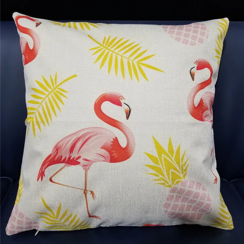 Pink Flamingo Tropical Leaf Cushion Cover Pineapple Geometric Polyester Throw Pillow Home Decoration Sofa Decorative Pillowcase