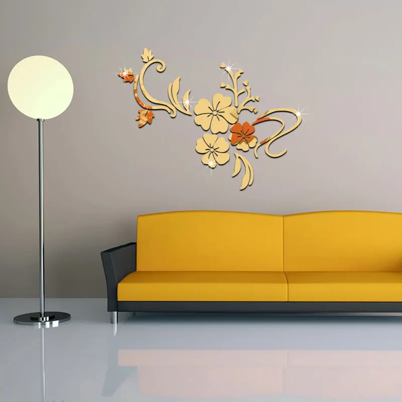Acrylic Romantic Flower Vine Wall Sticker Home Decor Living Roomhome Decor Living Room 3D