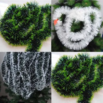 

200cm Colorful Christmas Decoration Bar Tops Ribbon Garland Christmas Tree Ornaments White Dark Green Cane Tinsel Party Supplies