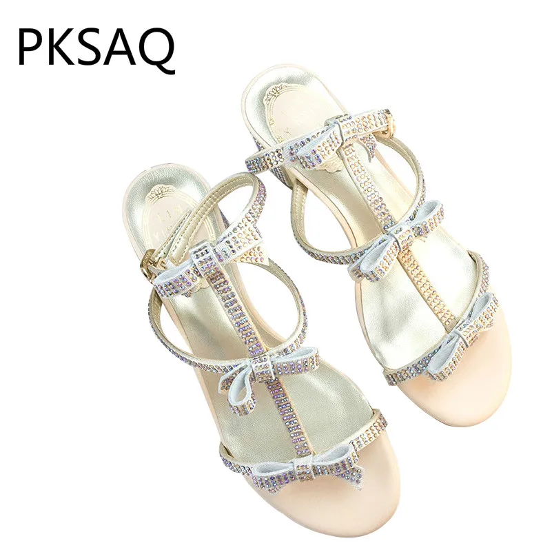 

Summer New Women Sandals Elegant Bow Tie Party Sandals Women's Crystal Flip Flops Beautiful Outdoor Fashion Slippers Shoes